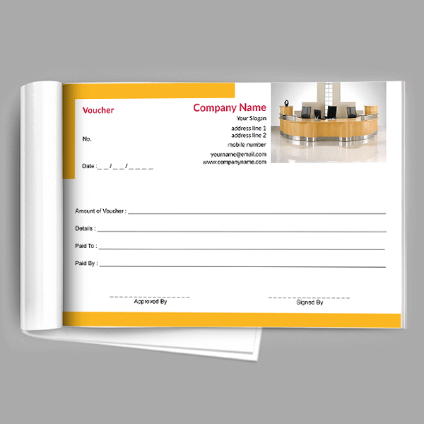 Custom Yellow Voucher Book