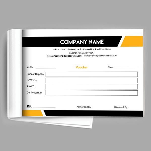 Custom Black And Yellow Voucher Book