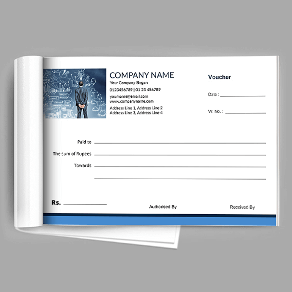 Custom Blue And White Voucher Book