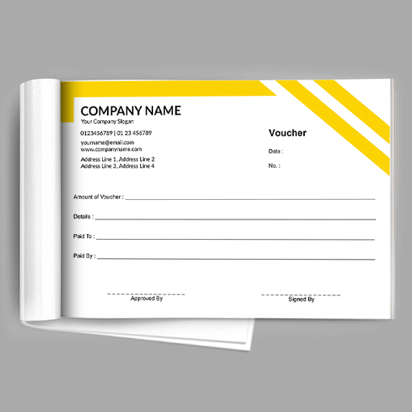 Custom Yellow and Black Voucher Book