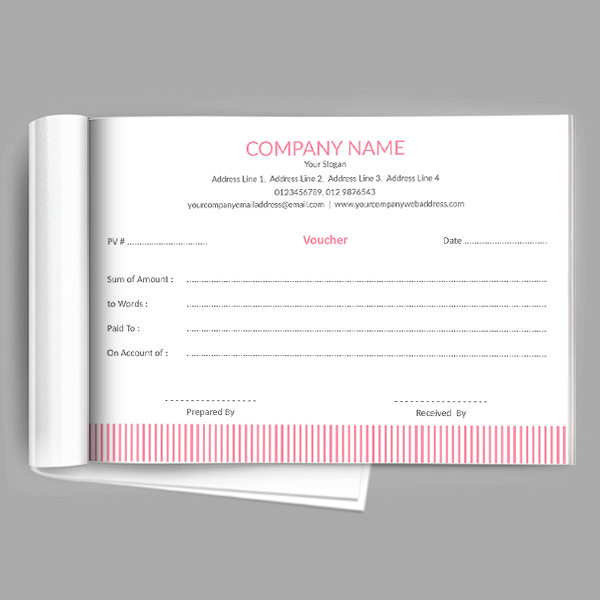 Custom Pink Stripes Voucher Book