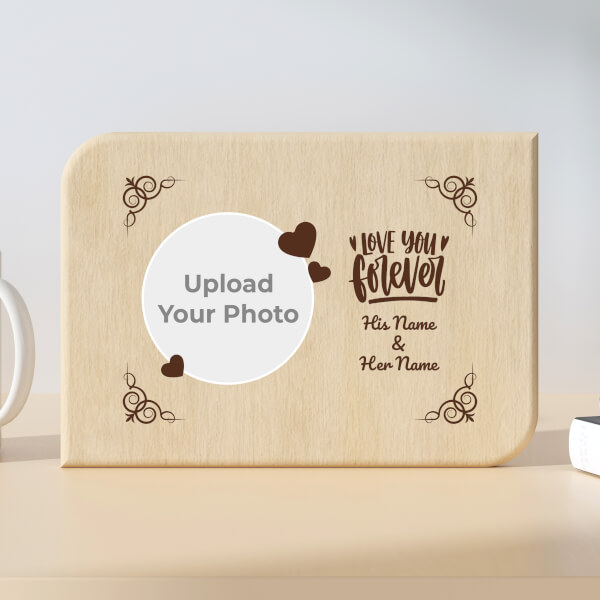 Custom Love You Forever Design Landscape Wooden Photo Stand
